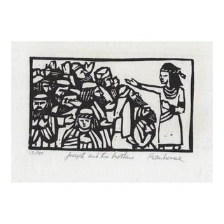 1966 Irwin Rosenhouse Joseph and His Brothers Woodcut For Sale