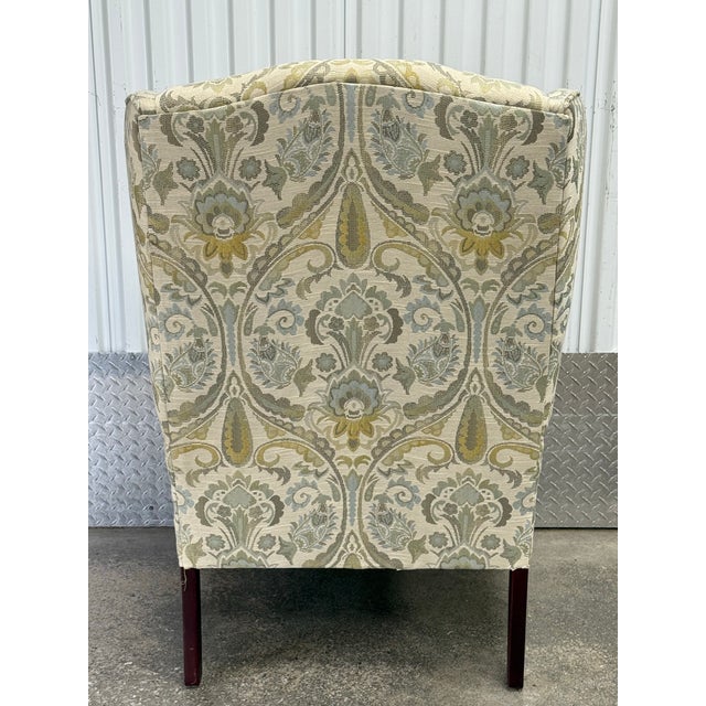 American Vintage Craftmaster Upholstered Wingback Chairs - A Pair For Sale - Image 3 of 11