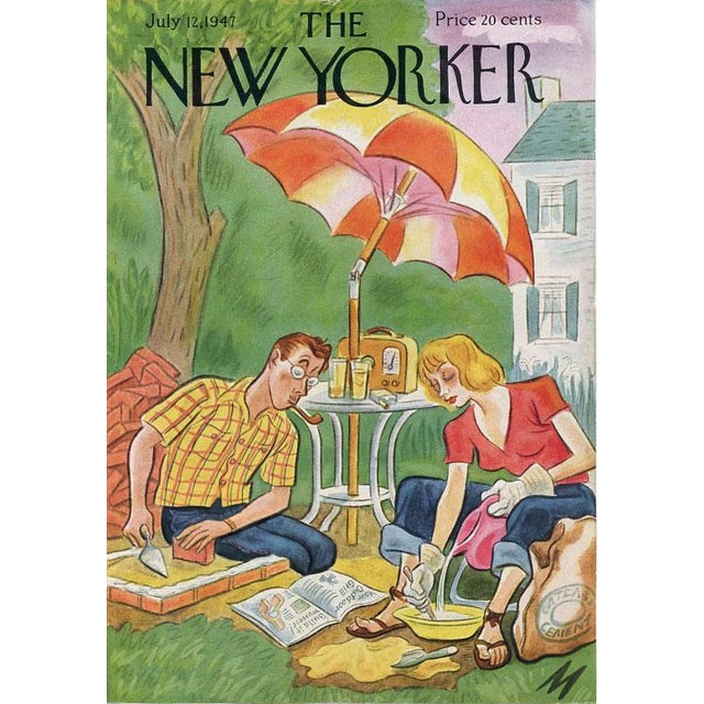 Original early New Yorker magazine cover dated July 12, 1947 featuring a Home Improvement theme. Based on an illustration...