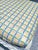 1980s Vintage Huge Braided Off White Wicker Upholstered Yellow Blue Plaid Regency Bench For Sale - Image 5 of 10