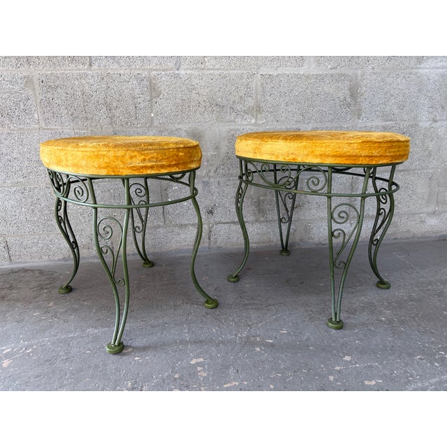 Mid-Century Modern A Pair of Vintage Mid-Century Modern Wrought Iron Bench / Foot Stools. Circa 1960s For Sale - Image 3 of 18