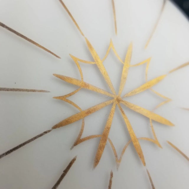 Metal L&l Loevsky Halcolite Round Globe Glass Shade Ceiling Light Fixture White Gold Design For Sale - Image 7 of 12