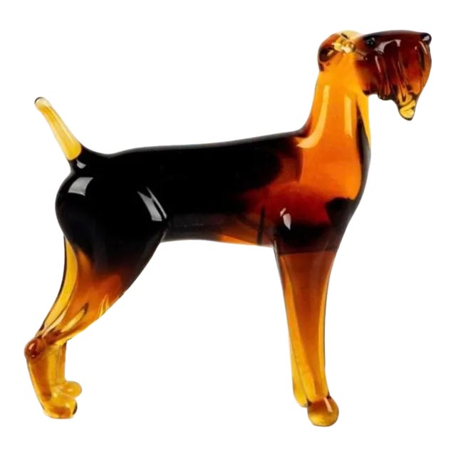 Mid 20th Century Art Glass Dog Figurine For Sale