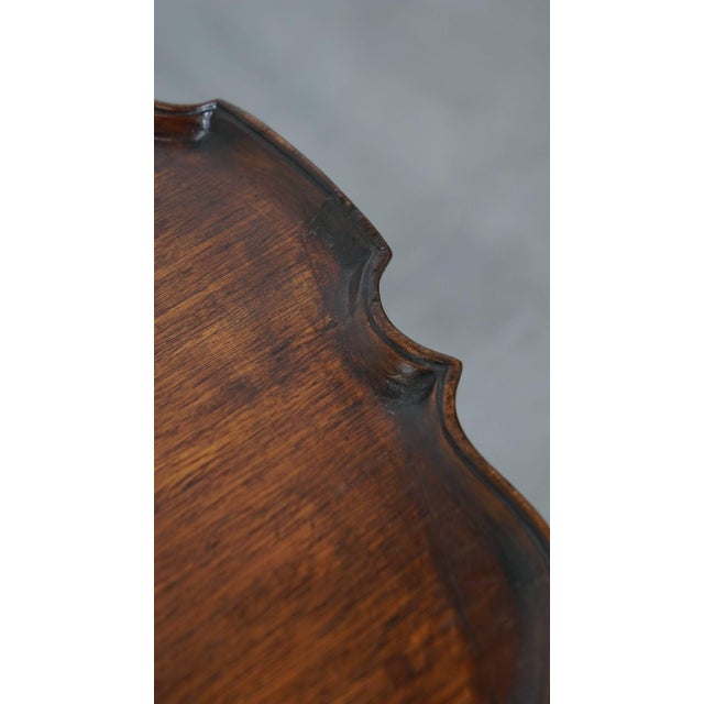 Wood English Wine Table with Ornate One-Piece Top For Sale - Image 7 of 12