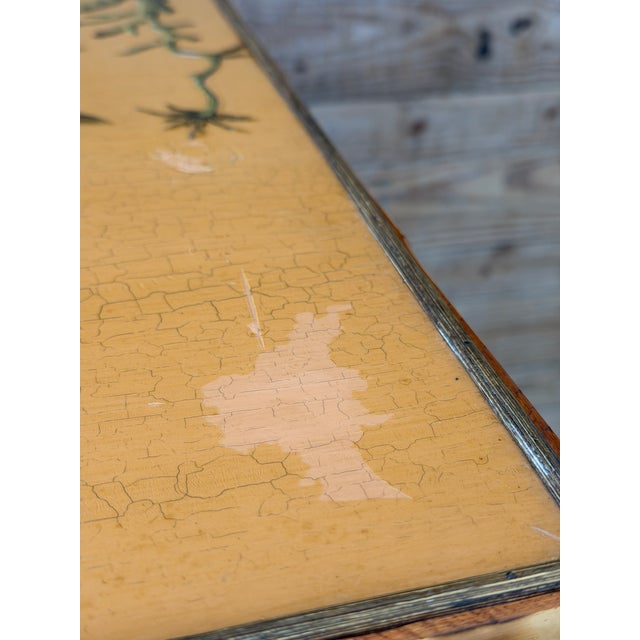 Vintage Coastal Tortoise Bamboo Sideboard Cabinet With Floral Decoupage & Crackle Finish For Sale - Image 4 of 12