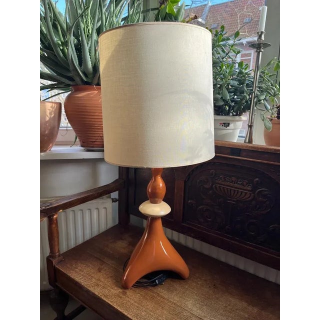 Beige Ceramic Table Lamp by Louis Drimmer, 1980s For Sale - Image 8 of 9
