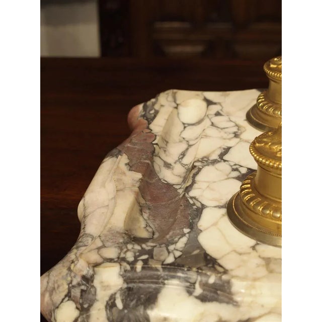 French Large Antique French Marble and Bronze Inkwell, Circa 1880 For Sale - Image 3 of 11