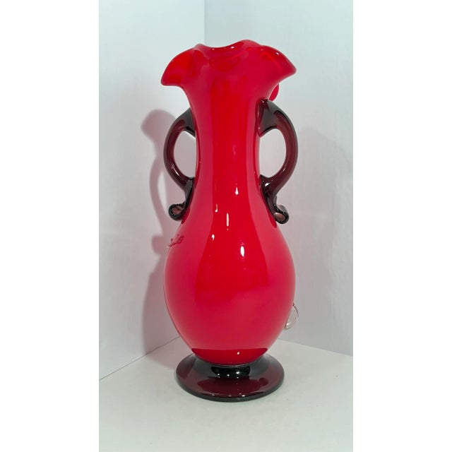 Early 20th Century Early 20th Century Victorian Shatterglass Layered Vase Art Glass For Sale - Image 5 of 7