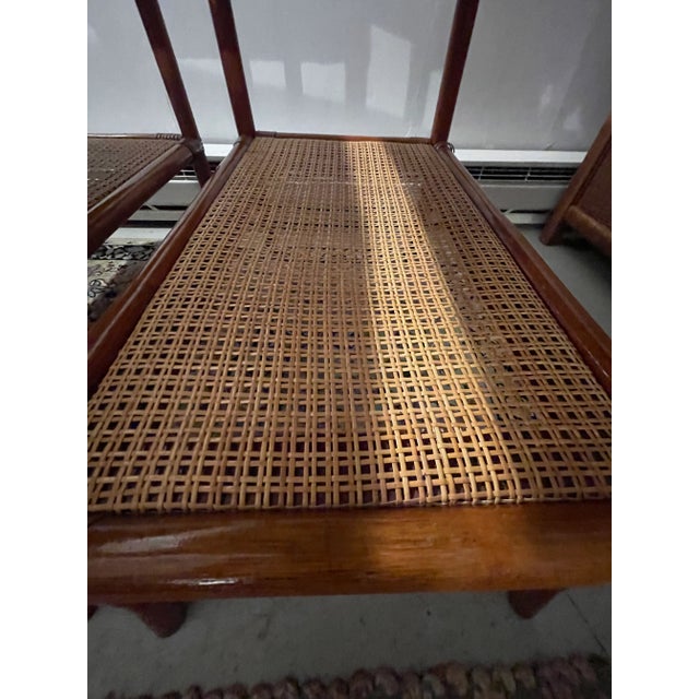 Pair of 1970s Mid-Century Modern Rattan & Cane End Tables With White Laminate Tops For Sale - Image 10 of 10