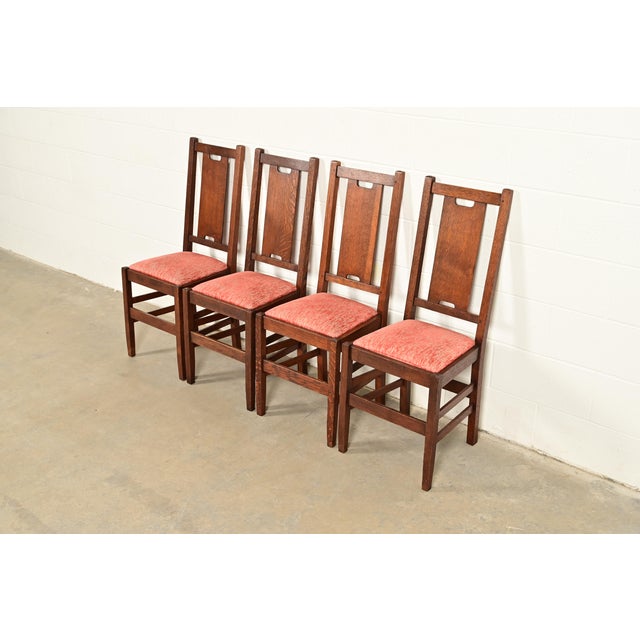 Gustav Stickley Antique Mission Oak Arts & Crafts H-Back Side Chairs or Dining Chairs, Pair For Sale - Image 14 of 15
