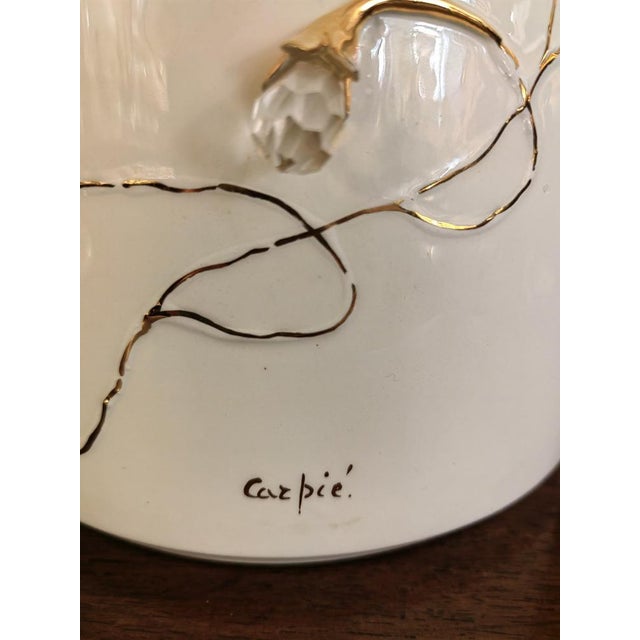 Vintage Table Lamp in Hand Painted Ceramic and Brass, Italy, 1950s For Sale - Image 4 of 15