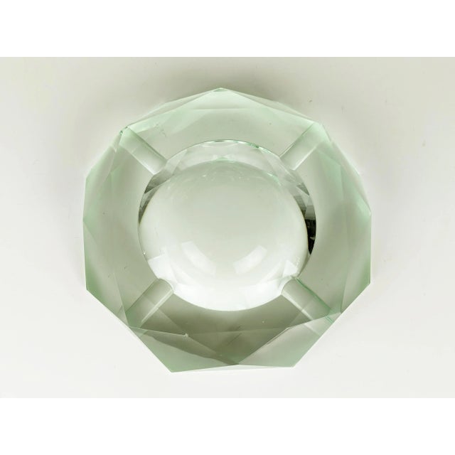 Aqua Italian Aquamarine Faceted Glass Ashtray in the style of Fontana Arte, 1960s For Sale - Image 8 of 9