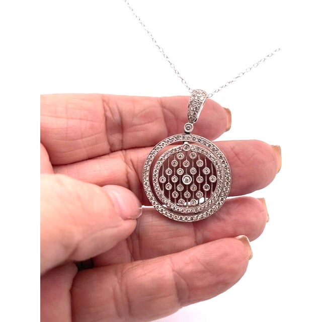 Gemstone Diamond Circle Pendant Necklace 18k For Sale - Image 7 of 8