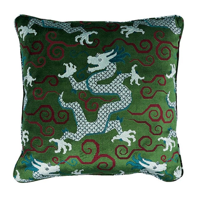 Chinoiserie Schumacher Bixi Velvet 22" Pillow For Sale - Image 3 of 3
