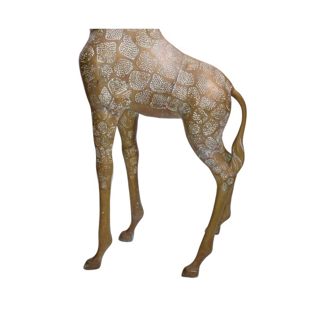 Monumental Mid-Century Modern Hammered Brass & Bronze Giraffe, Animal Sculpture For Sale - Image 9 of 13