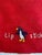 Vintage linen lipstick towel with embroidered penguin. Lipstick towels were a fad in the 1940s and purportedly created to...