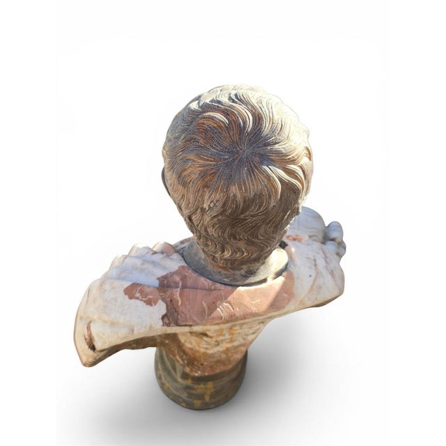 Roman Emperor Bust, 20th Century, Polychrome Marblle For Sale - Image 9 of 14
