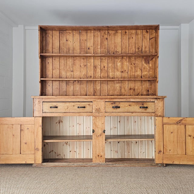 English Antique English Pine Kitchen Hutch or Dresser - Circa 1890 For Sale - Image 3 of 17