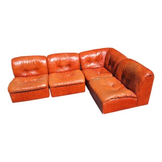 Modular Sofa in Brown Eco-Leather, 1970s, Set of 5 For Sale