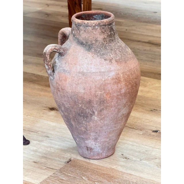19th Century Mediterranean Hand-Thrown Terracotta Olive Jar With Iron Stand For Sale - Image 4 of 5