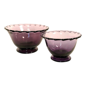 Early 20th Century Mid Century Modern Fostoria Amethyst Glass Century Serving Bowls Pair
