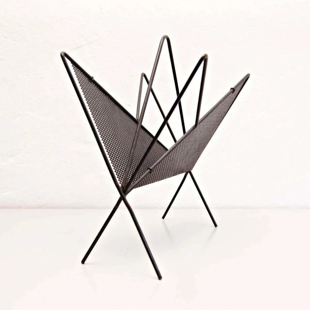 Mid-Century Modern Black Metal Magazine Holder by Mathieu Matégot, 1950s For Sale - Image 3 of 8