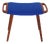 Teak Stool with Blue Wool Cover, 1950s For Sale