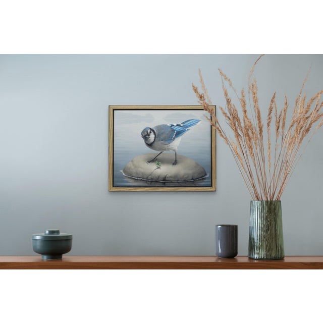 Blue Jay by Susan McDonnell | Oil on Panel Bird on Rock Painting For Sale - Image 4 of 9