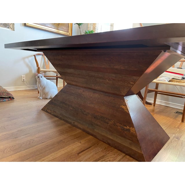 2000 - 2009 Environment Furniture Walnut Table With Reclaimed Brazilian Wood Base For Sale - Image 5 of 5