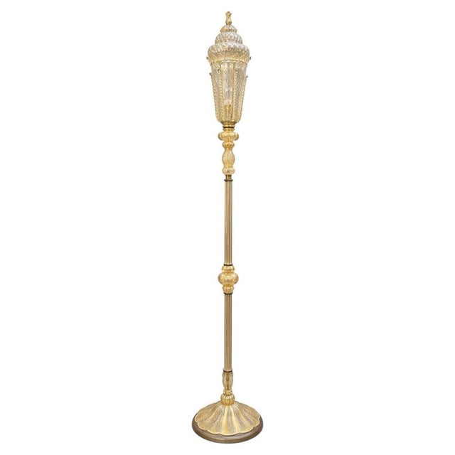 Floor Lamp in Gold and Murano Glass, 1960 For Sale - Image 3 of 16