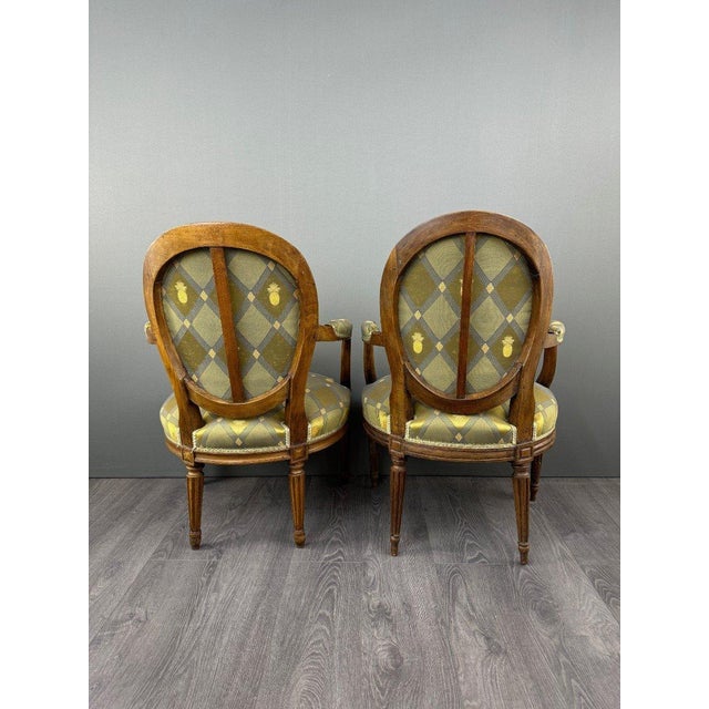 Wood Late 19th Century Louis XVI Style Carved Wooden Armchairs, Set of 2 For Sale - Image 7 of 8