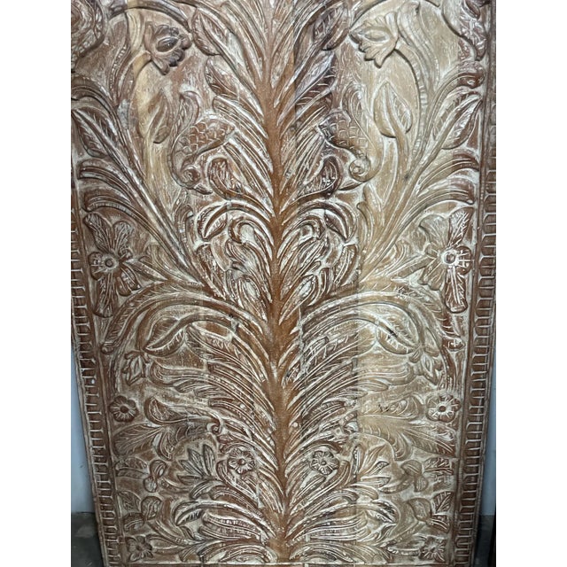 Hand-Carved Tree of Life Wooden Wall Decor Panel With Birds & Floral Motif | Rustic Wellness Art For Sale - Image 4 of 8