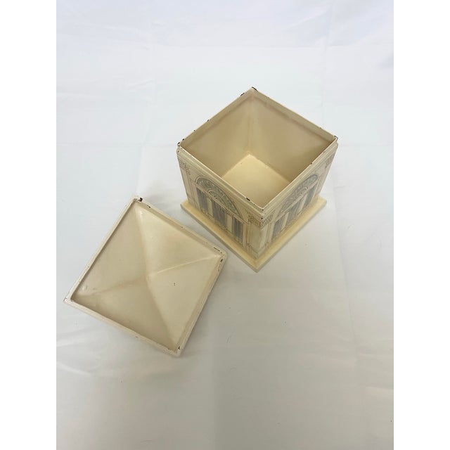 Cream Vintage Architectural House-Form Box – Heavy, Hand-Painted & Full of Character For Sale - Image 8 of 12