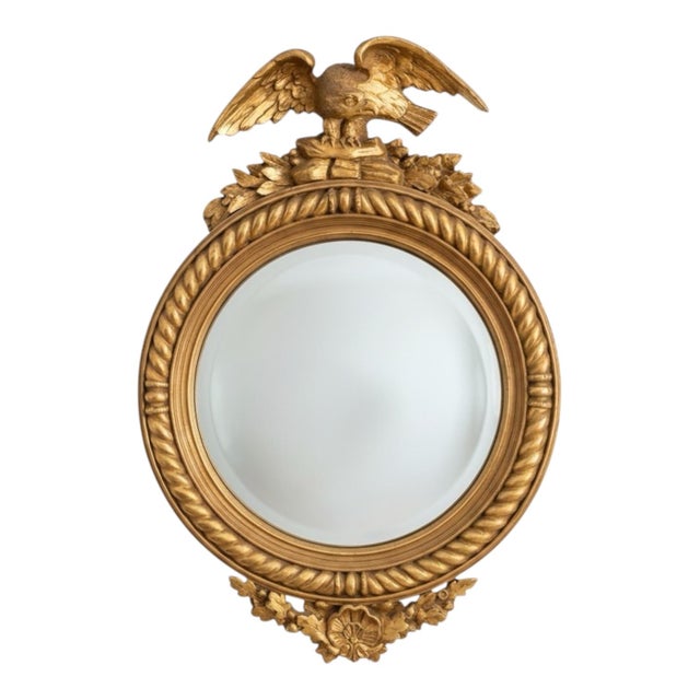 1940s 1940s Italian Giltwood Federal Style Bulls Eye Round Mirror - New York Fj Newcomb For Sale - Image 5 of 5