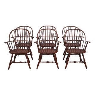 Set of 6 Dr Dimes Sack Back Windsor Dining Armchairs For Sale