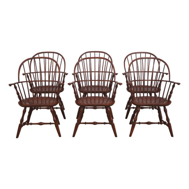 Set of 6 Dr Dimes Sack Back Windsor Dining Armchairs For Sale