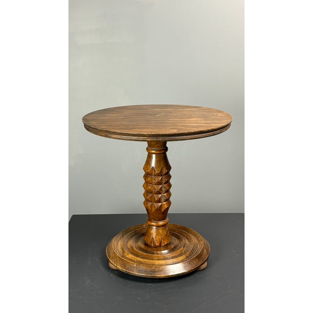 Low Mid-Century Modern Brutalist Turned Wood Side Table in the style of Charles Dudouyt, France, 1950s For Sale - Image 14 of 14