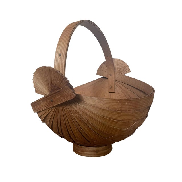 Large Harvest Basket From Single Piece of Wood For Sale - Image 4 of 5