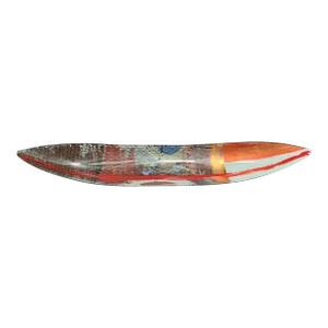 Abstract Long Bowl Art Glass "Urban Flow" Czech Republic