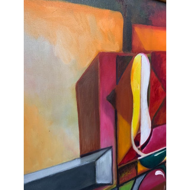Abstract Late 20th Century Framed and Signed Geometric Abstract Painting For Sale - Image 3 of 7