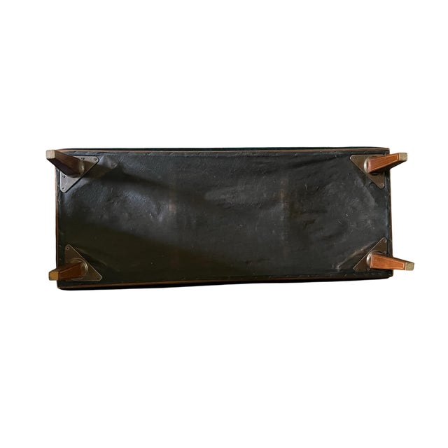 Vintage Mid-Century Modern Emerald Green Velvet Upholstered Walnut Bench For Sale - Image 4 of 6