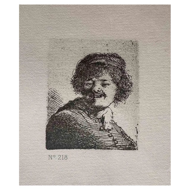 Charles Amand Durand after Rembrandt, Self-Portrait in a Cap, Laughing, Engraving, 19th Century For Sale