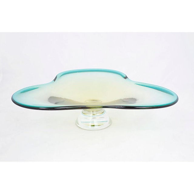 Mid-century Chalet art glass pedestal dish. No maker's mark.