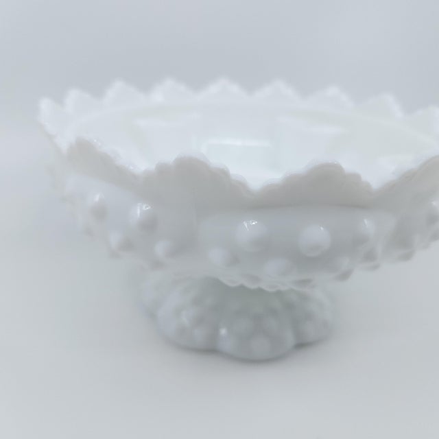 Vintage Fenton Milk Glass Hobnail Pedestal Candle Holder For Sale - Image 9 of 12