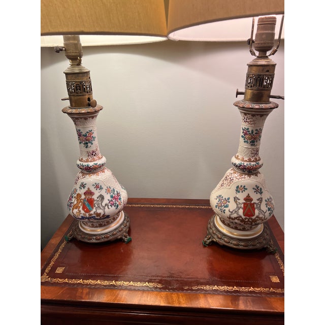 Metal Late 19th Century Victorian Banquet "Conversion" Lamps - a Pair For Sale - Image 7 of 7