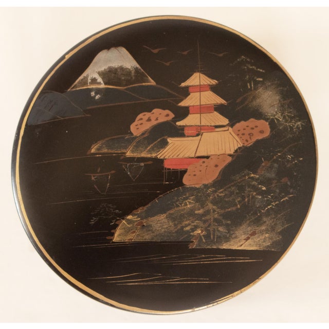 1950s Japanese Lacquered Black Wood Set/6 Coasters in Box, by Aizu For Sale - Image 11 of 15