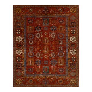 Modern Turkmen Style Oversized Wool Rug With Tribal Guls and Terracotta Red Tone For Sale