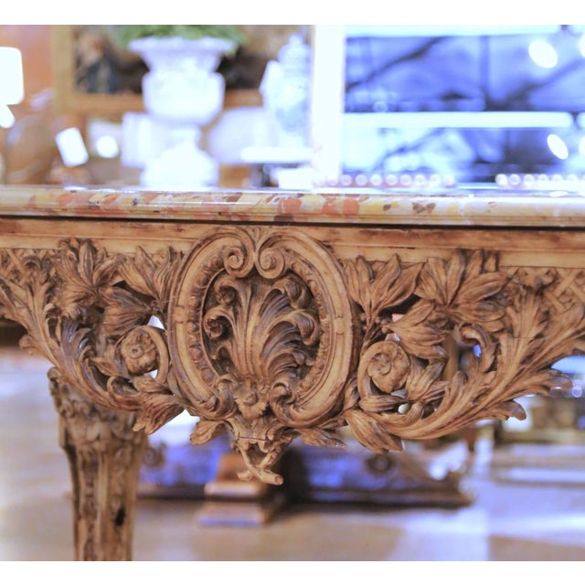 Late 18th Century 18th C. French Louis XIV Bleached Walnut Console Table With Breccia Marble Top For Sale - Image 5 of 12