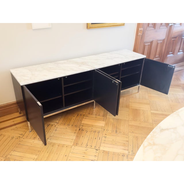 Knoll Florence Knoll Credenza in Ebonized Oak With Calacatta Marble Top For Sale - Image 4 of 9