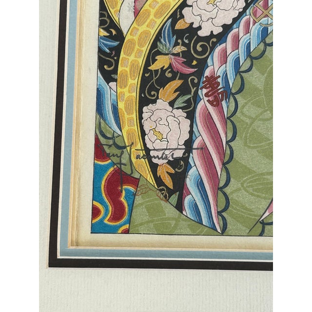 Japanese Mid 20th Century Framed Japanese Woodblock Print 113 Les Perles by Paul Jacoulet For Sale - Image 3 of 3